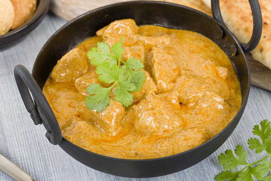 ‘Curry korma’, plato típico de la cocina india.