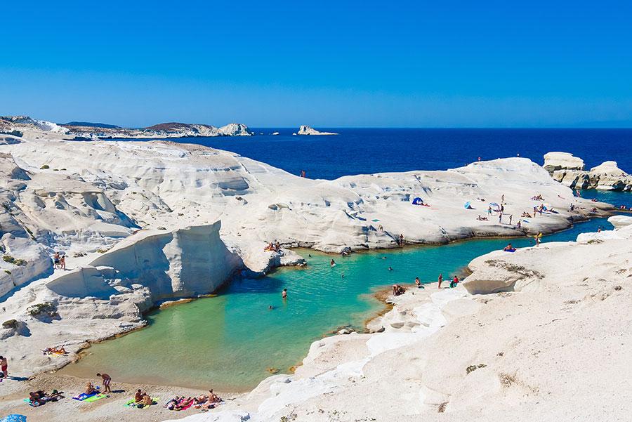 Playa de Sarakiniko en Milos. 