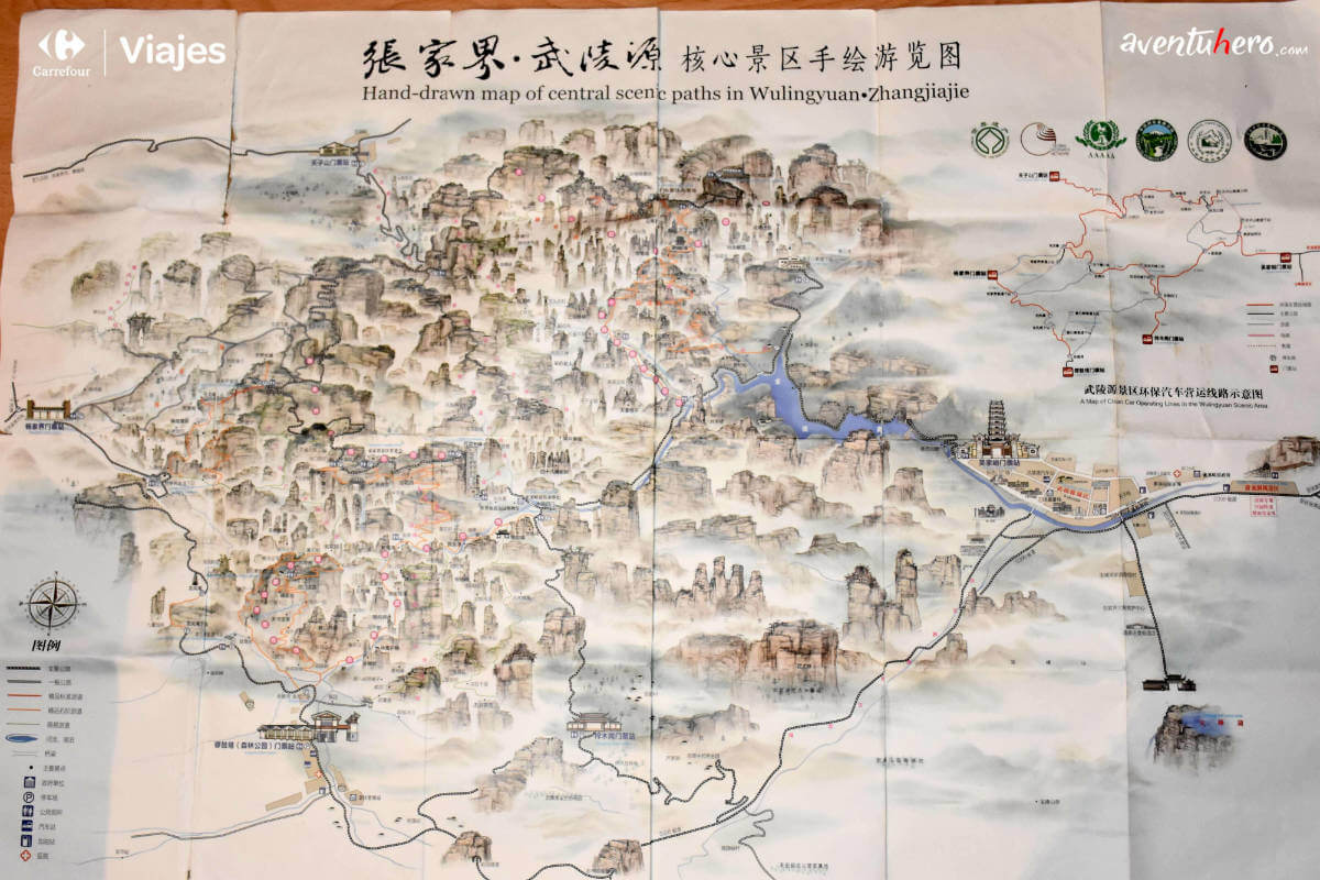 Aventuhero, Mapa de Zhangjiajie