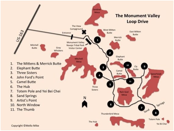 mapa monument valley