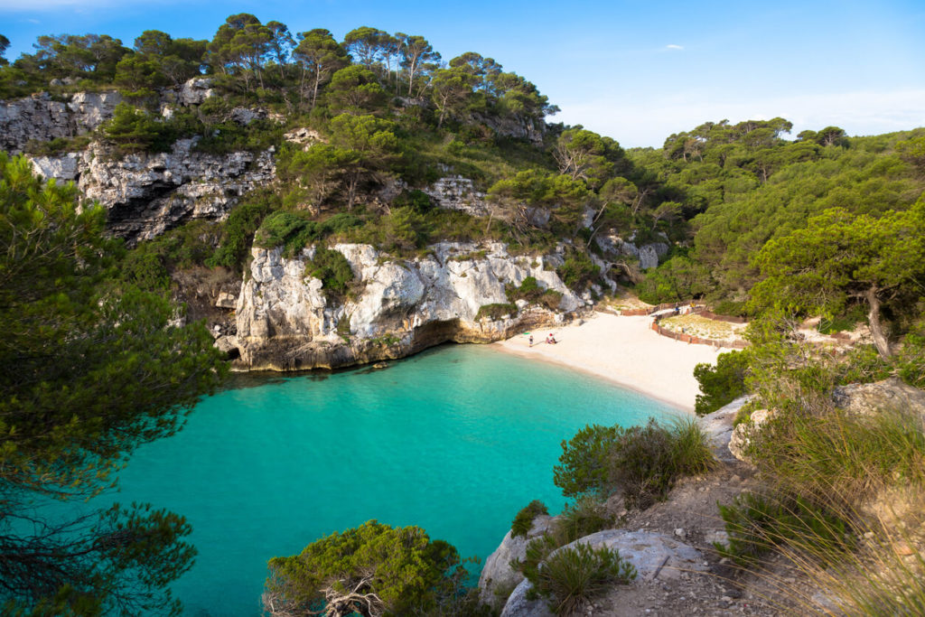 Cala en Turqueta (Turqueta playa) en Menorca, España