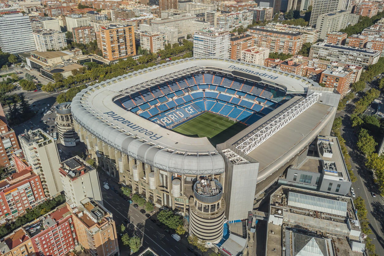 Vista aérea del estadio Santiago Bernabeu en Madrid